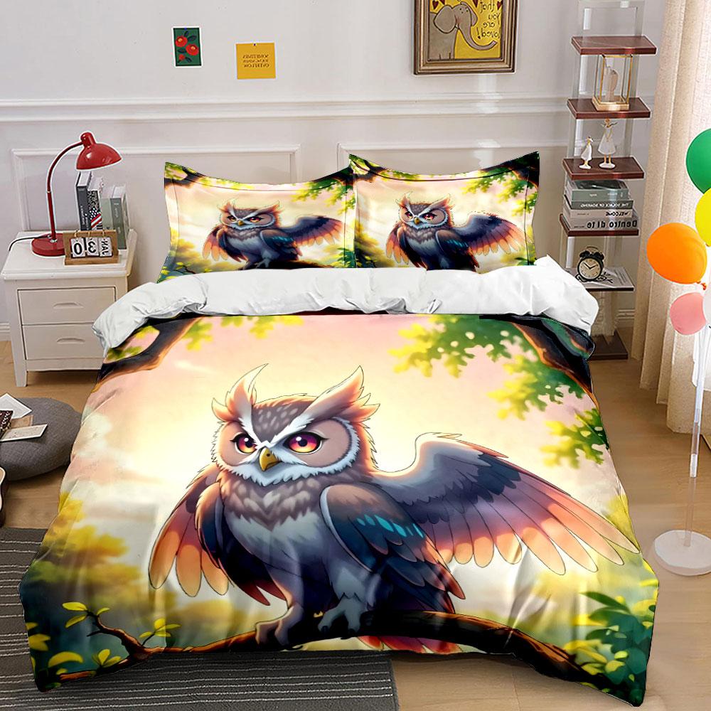 Cartoon Owl and Trees. Bedding Sets Duvet Cover Sets Duvet Covers Pillowcases(1* Duvet Cover 2* Pillowcases Without Duvet Insert)