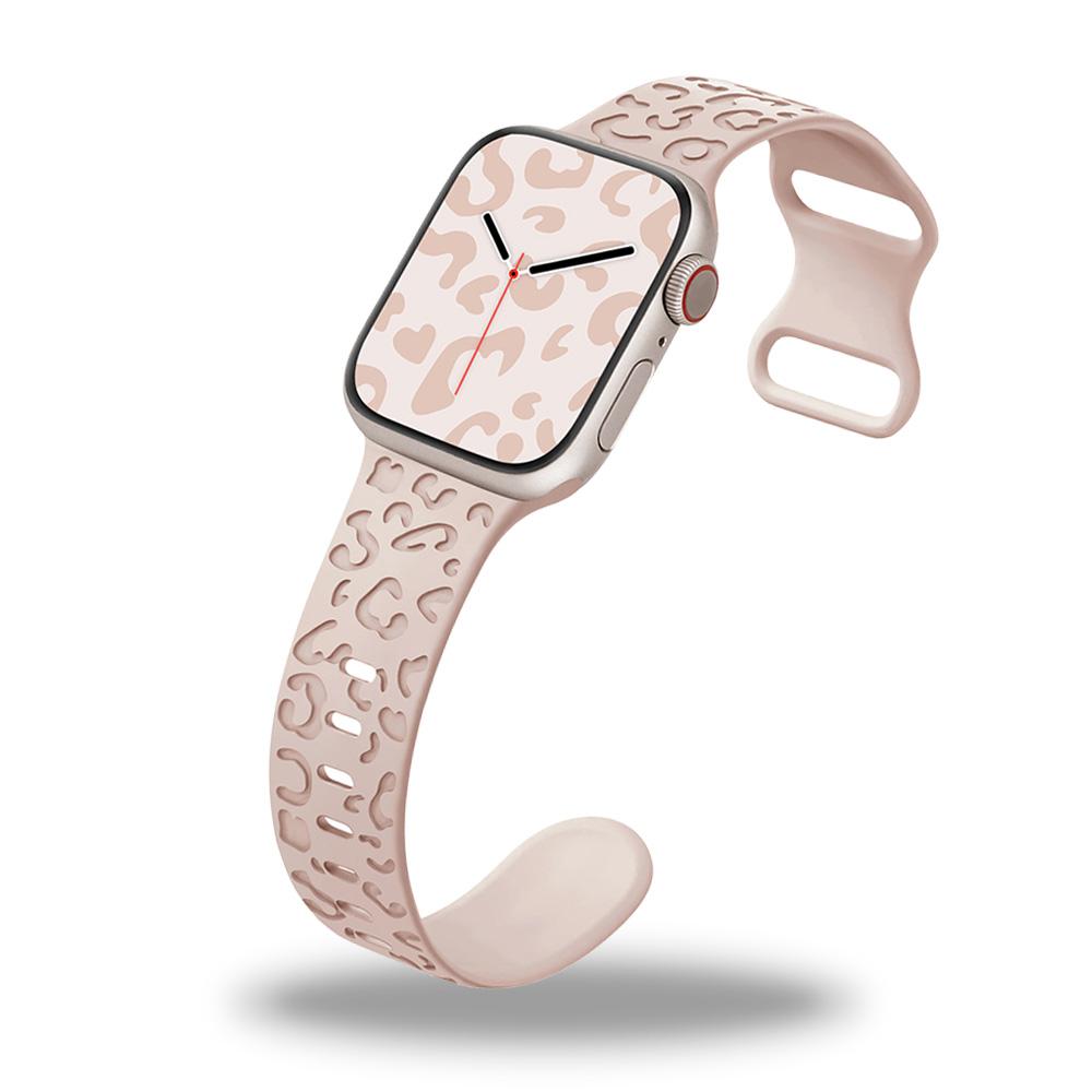 

Ремешки с гравировкой для браслета Apple Watch 40 мм, 41 мм, 38 мм, 42 мм, 44 мм, 45 мм, 49 мм, силиконовый ремешок iWatch Ultra 2/Ultra Serie 9/8/7/6/5/4, ремешок с леопардовым принтом 42mm 44mm 45mm розовый