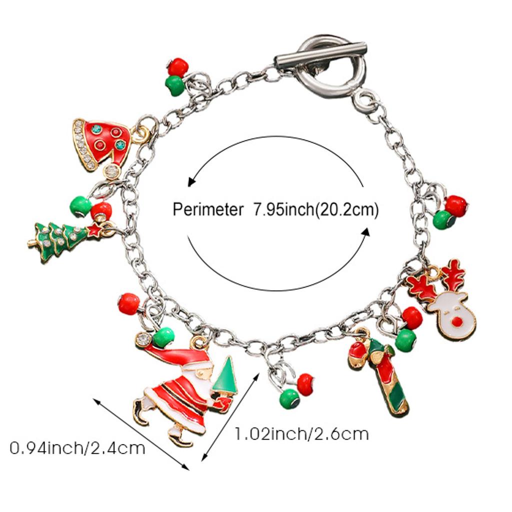 Fashion Christmas Elk Socks Snowman Christmas Tree Pendant Bracelet