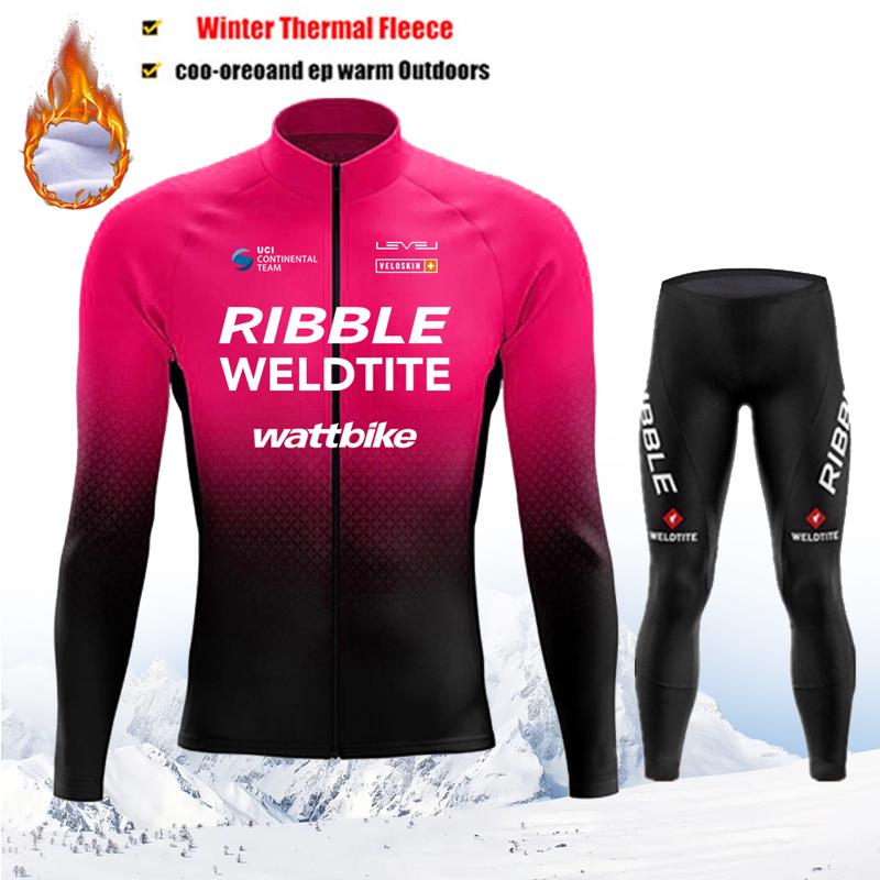 2026 Winter Thermofleece Radtrikot Set Maillot Ropa Ciclismo Warm Halten MTB Fahrradbekleidung Fahrradbekleidung Blaues Radsportset