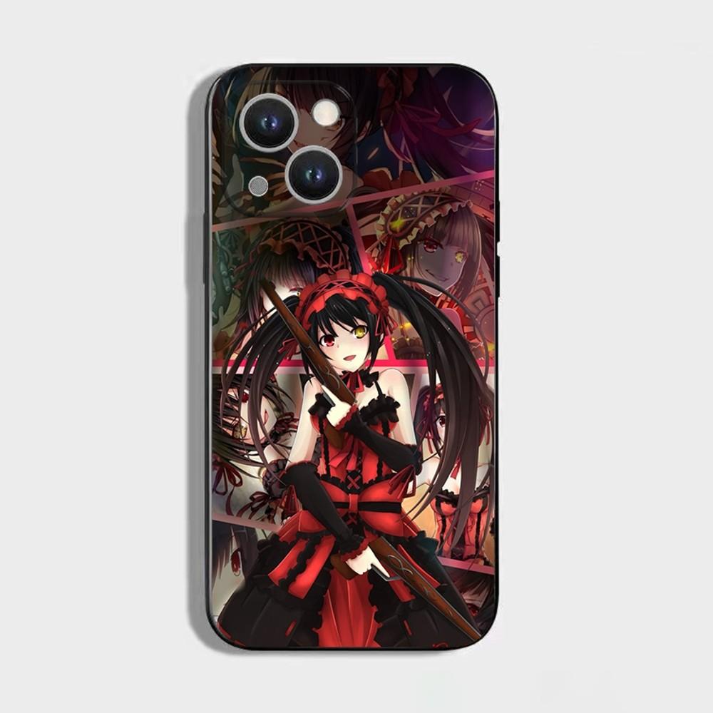 Tokisaki Kurumi Date a live 1 Phone Case For iPhone 16 15 Plus 14 13 Pro Max 12 Mini 11 X XS XR 7 8 8Plus Black Soft Phone Coque