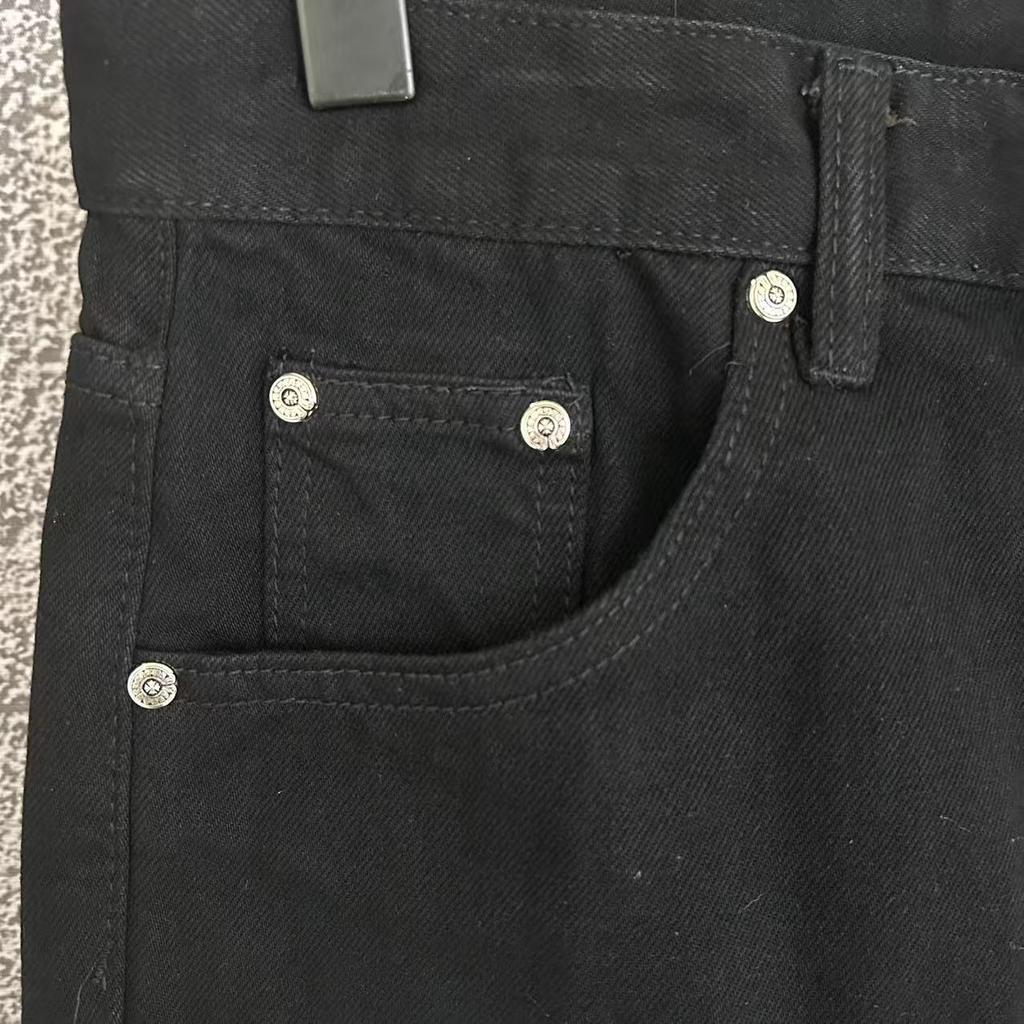 9903 CHROME HEARTS Men's and Women's American Style Trendy Jeans with Fabric Patches, Casual and Fashionable High Street Pants