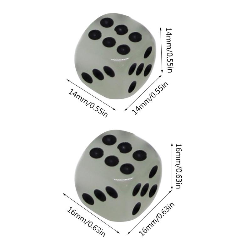 10Pcs Luminous-Dices Set Glow in The Dark Dices Set 14/16mm 6 Sided Dices Cubes