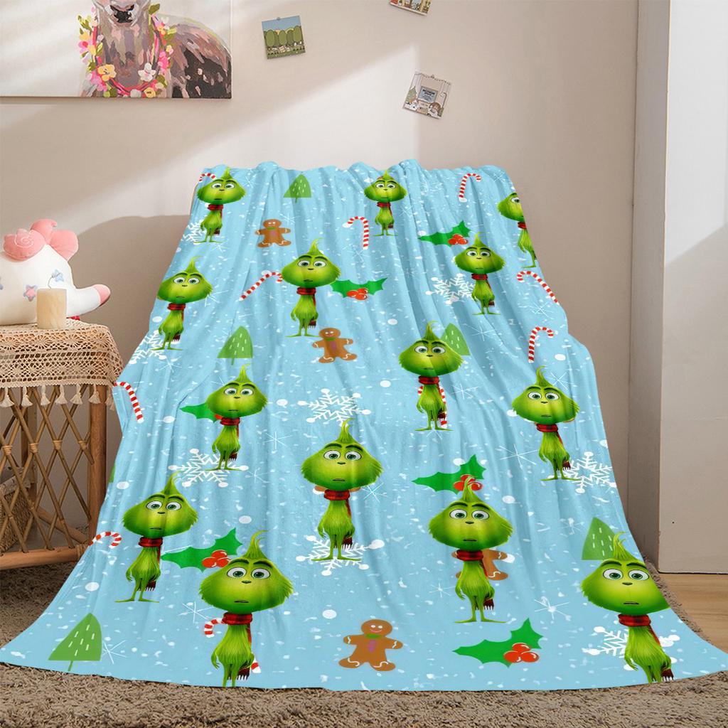 Christmas Gift Comedy Movie How the Grinch Stole Christmas Blanket Home Warming, Four Season Bed Decoration Sofa Cover Flannel Throwing Blanket K17