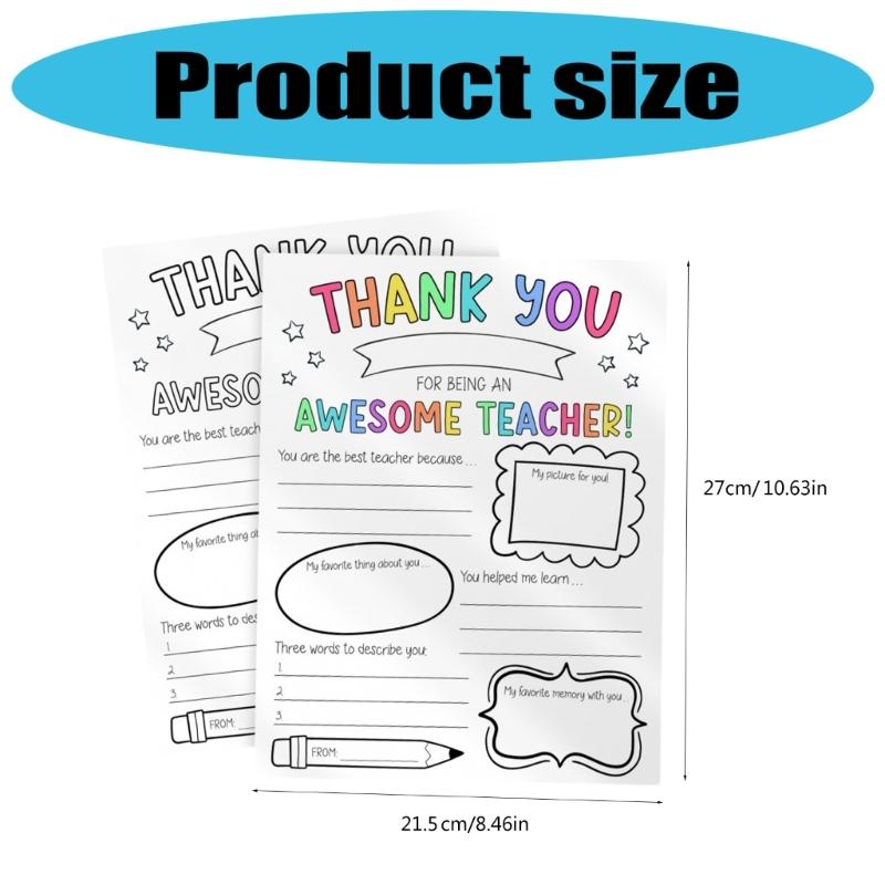Pack of 2 Teacher Appreciation Coloring Posters With Customizable Sections For Classroom Activities Students Craft Gift Ideas