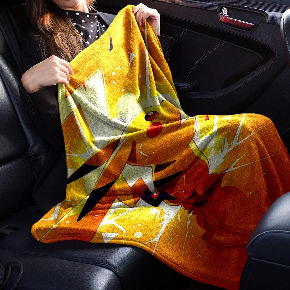 1pc Pikachu Electric blanket Lightweight Flannel Throw for Sofa Bed Travel Camping Livingroom Office Couch Chair