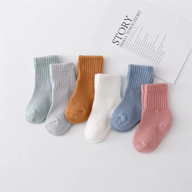 6Pairs/Lot Newborn Baby Boy Girl Sock Cotton Solid Color Comfort Infant Socks For Girls Boys Spring Autumn Korea Style 0-12Month