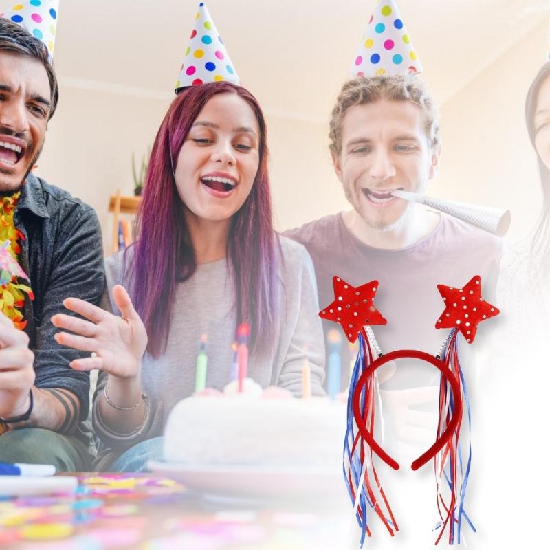 Independence Day Headbands With Double Heart Design And Stripes July 4th Parades Headbands Hair Decors For Celebrations