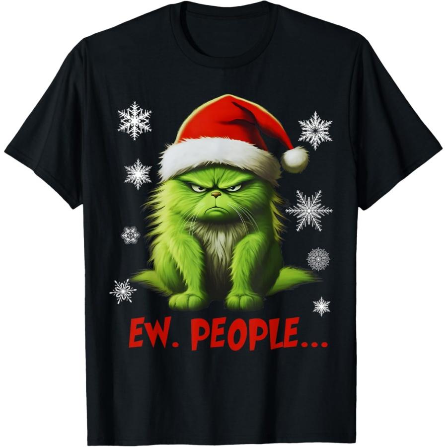 Funny Christmas Cat Ew People Meowy Cat Lovers Men Women Kid T-Shirt XXXXXL чёрный