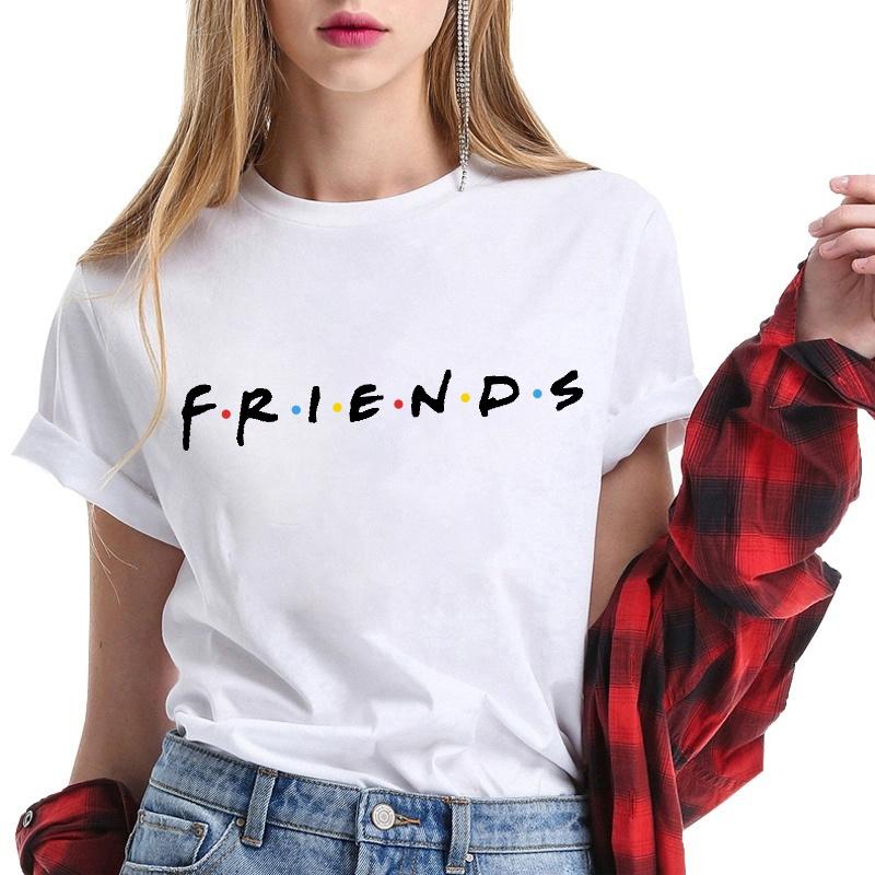 Women's Fashion Printed Friends Print T-shirts Summer Casual Loose Round Neck Creative Personalized T-shirts
