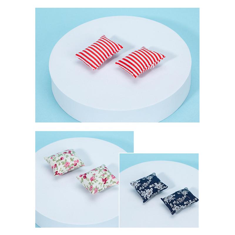 2Pcs 1:12 Dollhouse Mini Furniture Cloth Sofa Pillow Doll House Home Furnishings