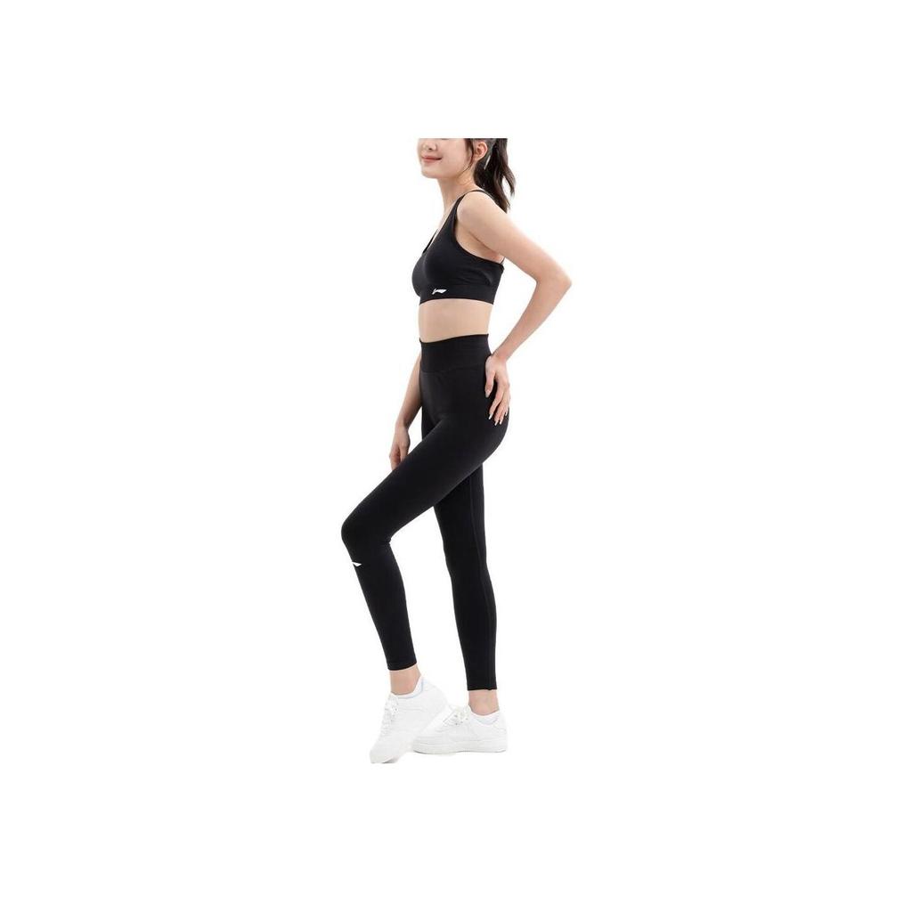 Li Ning High Waist Butt Lifting Tight Breathable Training Pants Women Bottoms Black YULT038-2