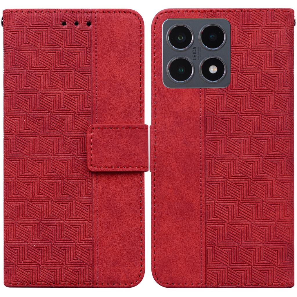 For Xiaomi 15T Case Geometry Pattern Leather Wallet Phone Cover with Wrist Strap