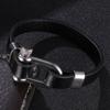 Fashion Shackle Bracelets Men Leather Rope Chain Stainless Steel Survival Button Bracelets For Women Navy Style Jewelry