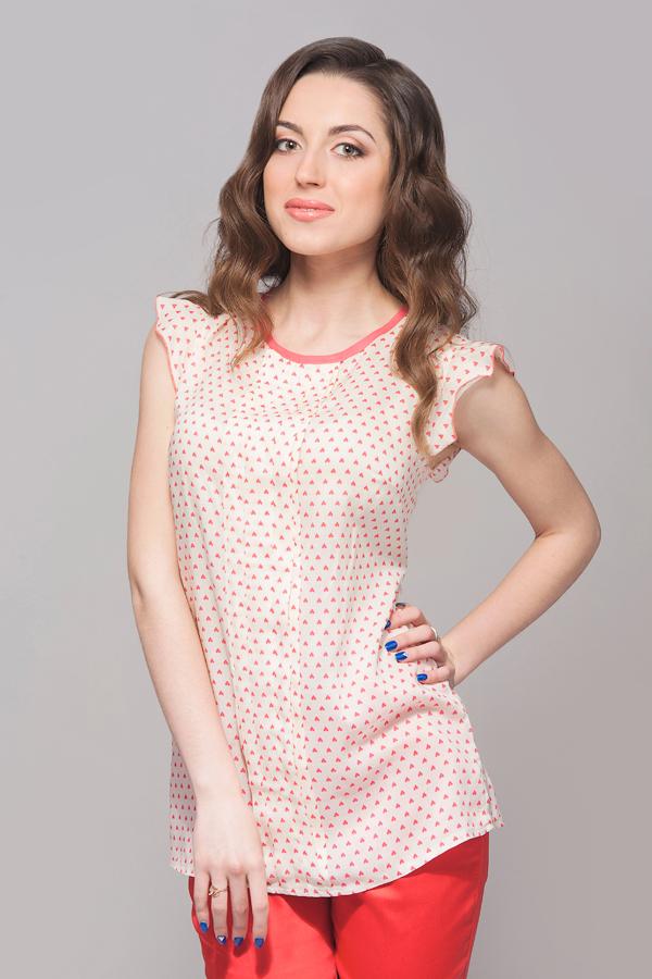 

Легка блуза в серці з м якими складами попереду 38 туманний рожевий колір