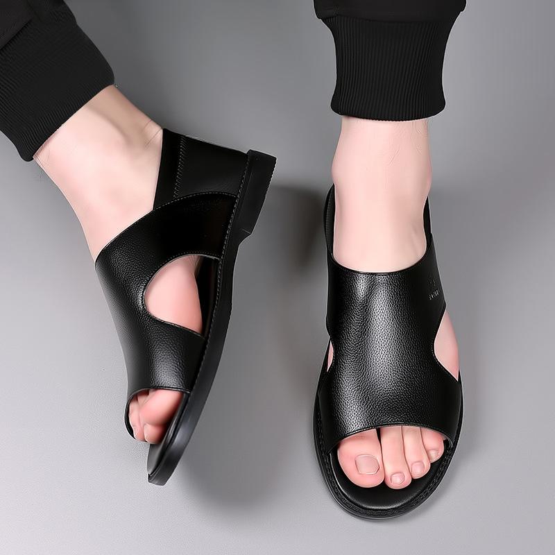 Sommer Neue Schuhe für Männer Fashion Echtes Leder Sandalen Große Größe Kuh Leder Casual Loafers Jugend Outdoor Coole Strand Schuhe