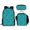 Classico Divertente Fresco Piccola Tartaruga Fantasia Stampa 3D 3pz/Set zaini per studenti Zaino per Laptop Zaino giornaliero Borsa per il pranzo Astuccio