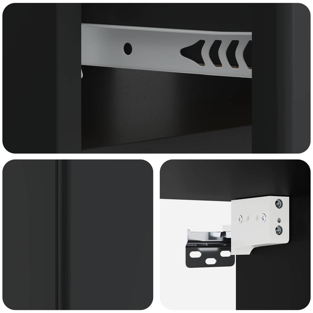 Wall Mounted Nightstand Black 49 X 34.5 X 20 Cm