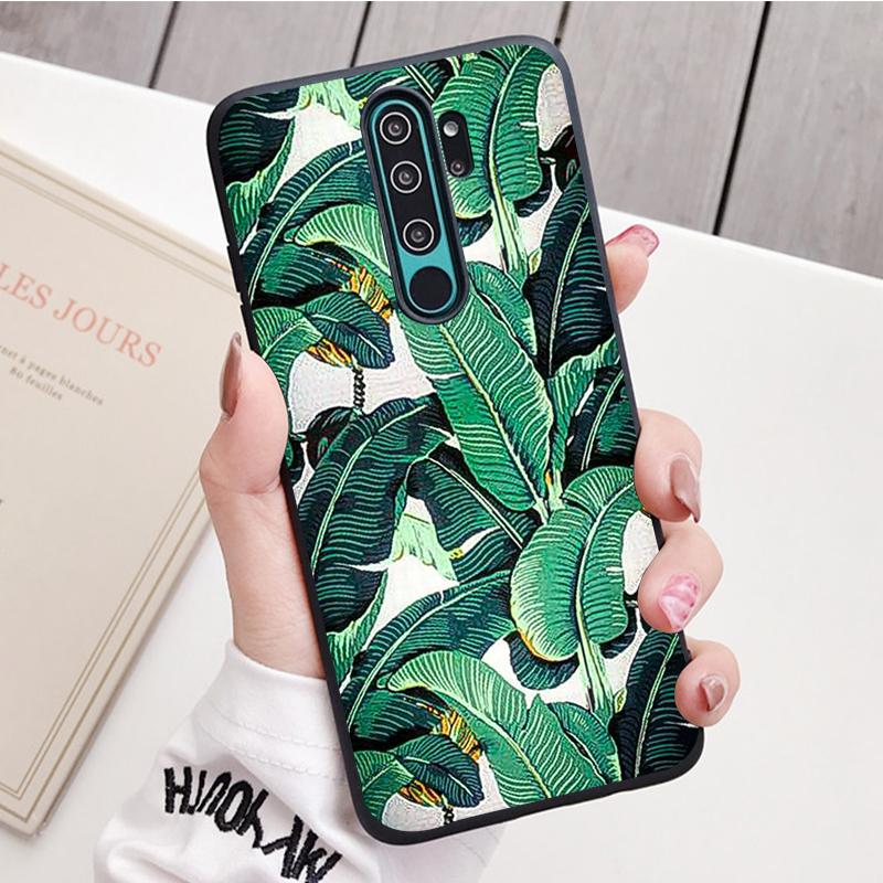 Retro květina z banánového listu, černý silikonový kryt na telefon pro Redmi Note 8 7 Pro S 8T pro Redmi 9 7A