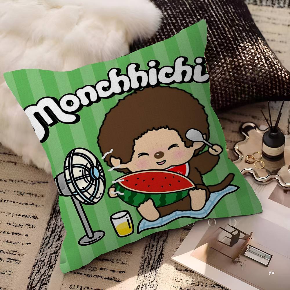 Cute M-monchhichis-s Cushion Cover Pillowcase Upholstery Sofa Throw Pillow Home Decor Pillowcas