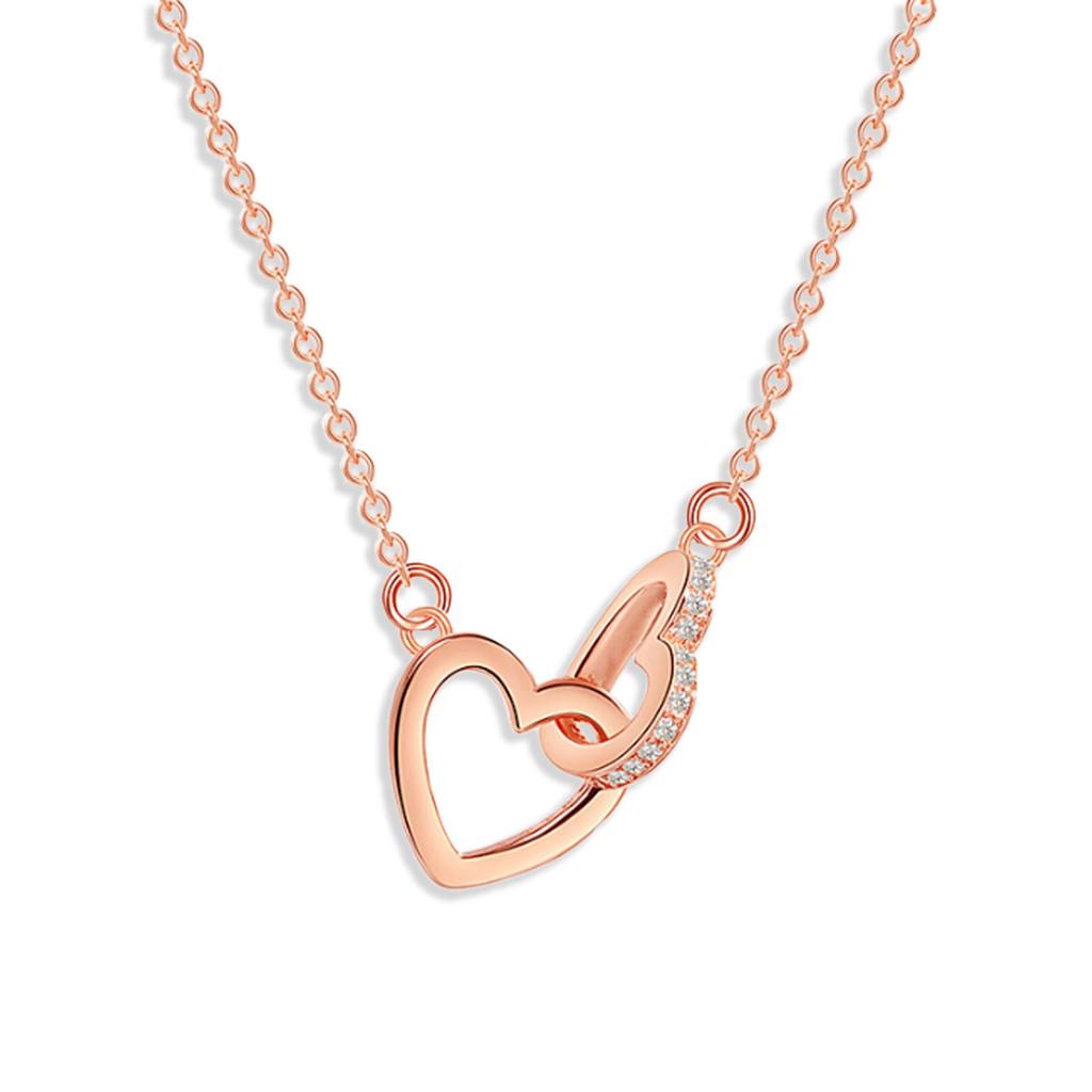 

Stunning Geometric Dual Heart Necklace For Women With Elegant Gold Plated Design And Premium Zirconia