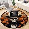 1pc Skull Roses Office Round Area Rug, Under Office Chairs Bedroom Living Room Home Decor, Room Deco, Available In Various Sizes