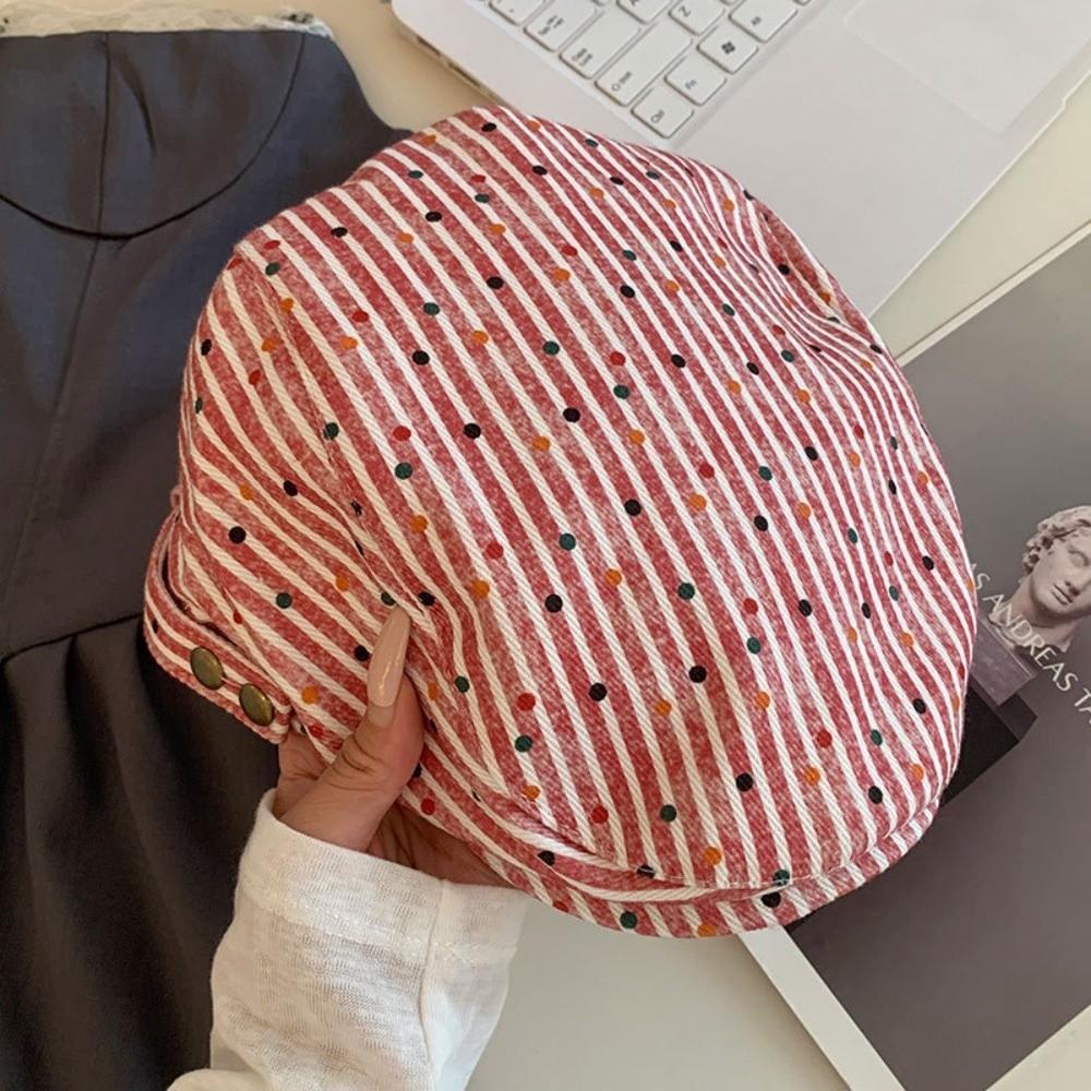 Y2k Stripped Berets Vintage Painter Cap Japanese Polka Dot Beret  Streetwear