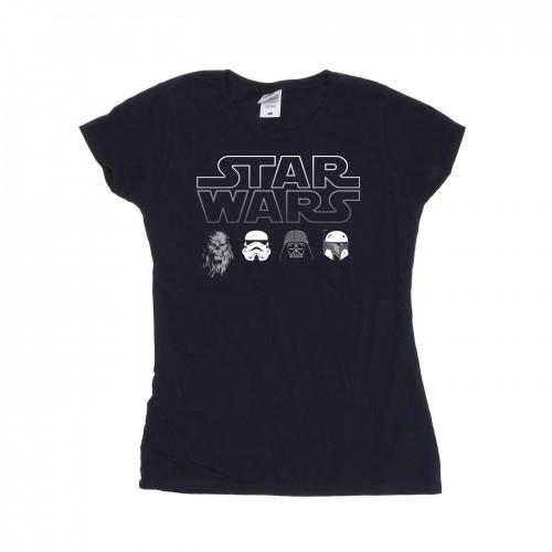 STAR WARS Womens/Ladies Character Heads Cotton T-Shirt