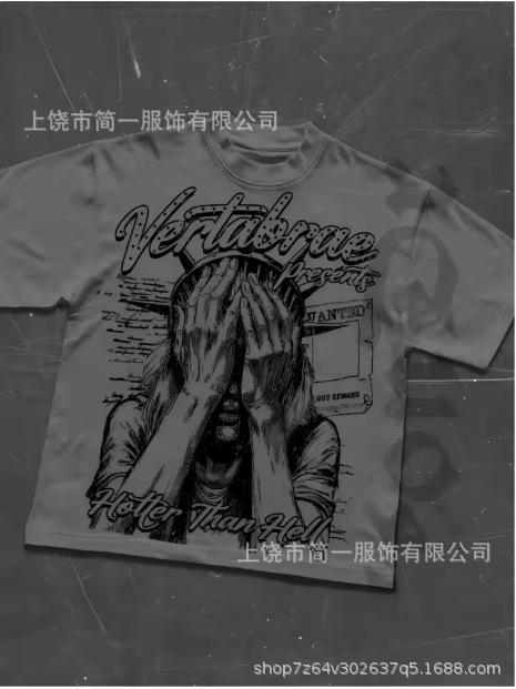 Summer men's European and American retro trend short-sleeved casual digital printing T-shirt top summer explosion
