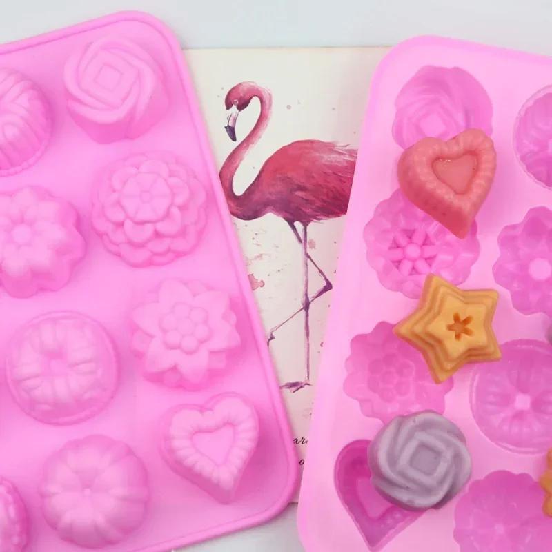12 Flower Grass Mold Silicone Multi-style Baking Mold Cake Candy Chocolate Ice Pastry Food Mold Creative Shape Handmade Molds
