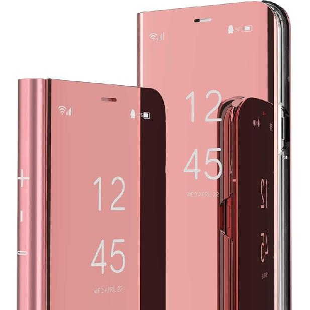 Kompatibel mit iPhone 12 Hülle Spiegeldesign Klarsicht Flip Ultraslim Schutzhülle mit Ständer Schutzhülle für Kompatibel mit iPhone 12