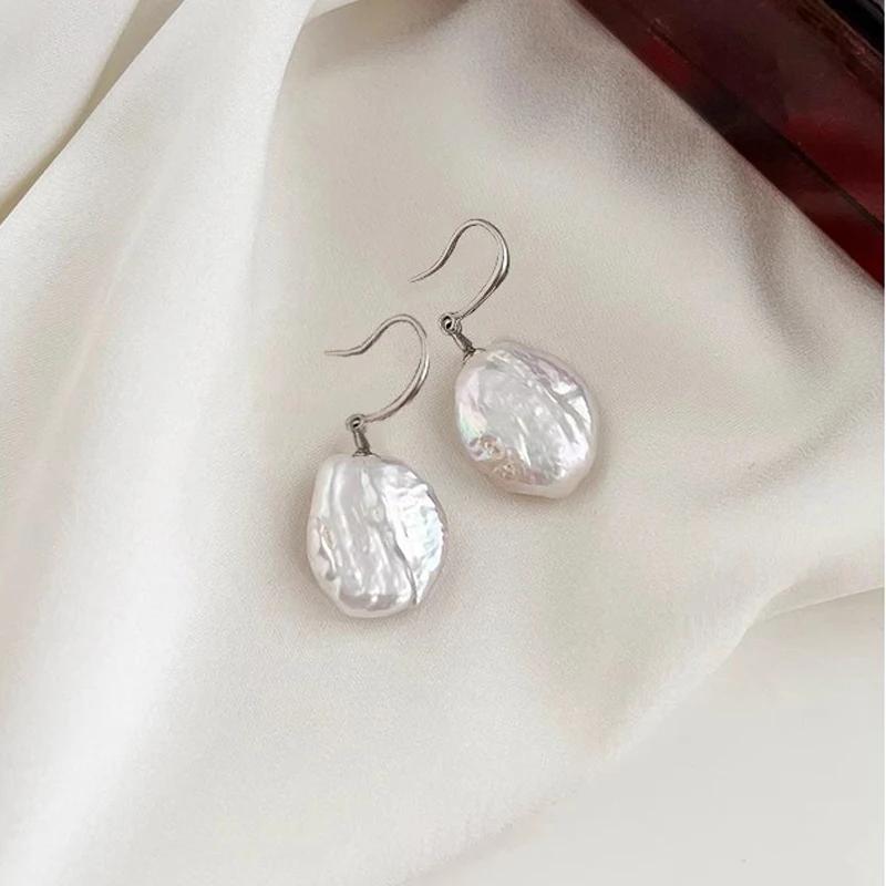 Hengsheng 925 Silver Drop Earrings Baroque Shape 100% Freshwater Pearl Earrings for Women New Arrivals