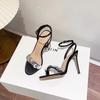 Summer Fashion Sandals Women Sexy PU  Thin Heels Buckle Strap Sexy Concise Women's Shoes Party Dress Sandals High Heel