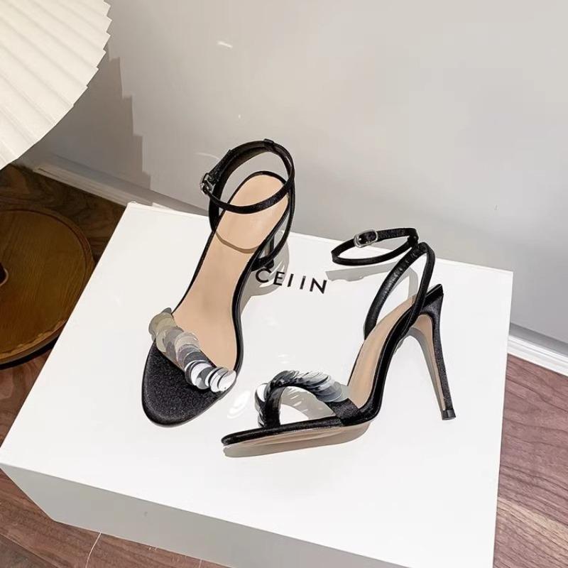 Summer Fashion Sandals Women Sexy PU Thin Heels Buckle Strap Sexy Concise Women's Shoes Party Dress Sandals High Heel