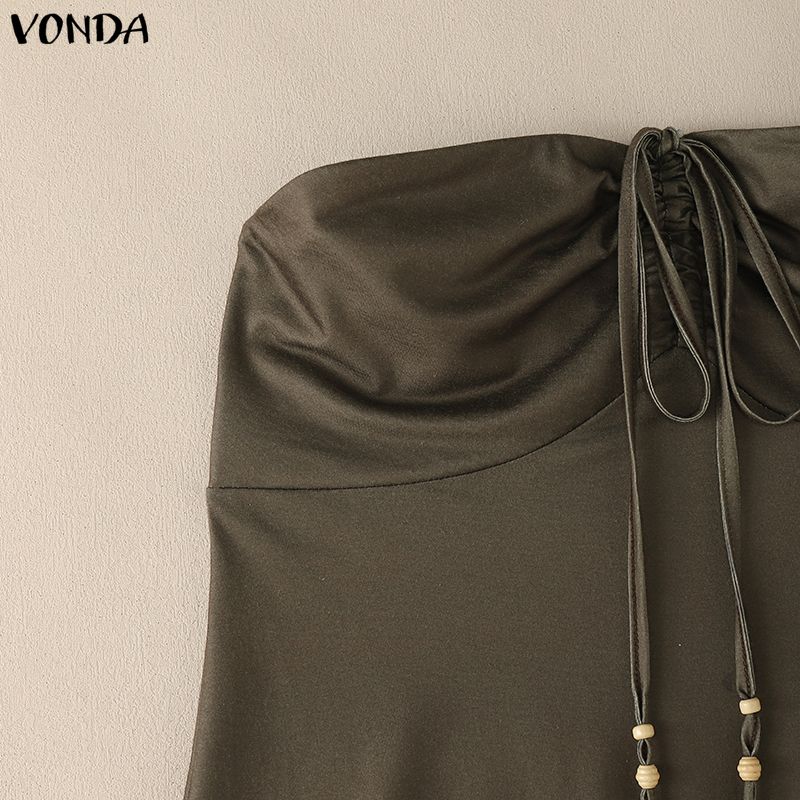 VONDA Summer Women Off Shoulder Strapless Print Tank Tops
