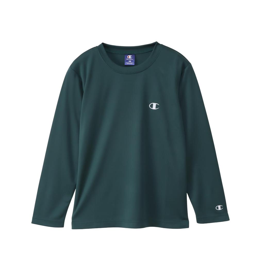 Champion Long Sleeve Crew with Embroidered Basic Sports Dark Green Kids' T-Shirt, Neck, Quick-Drying, Logo, Design, (CK-BS401)
