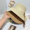 New summer big eaves hat polka dot female bow straw hat sunshade bucket hat travel seaside sunscreen basin