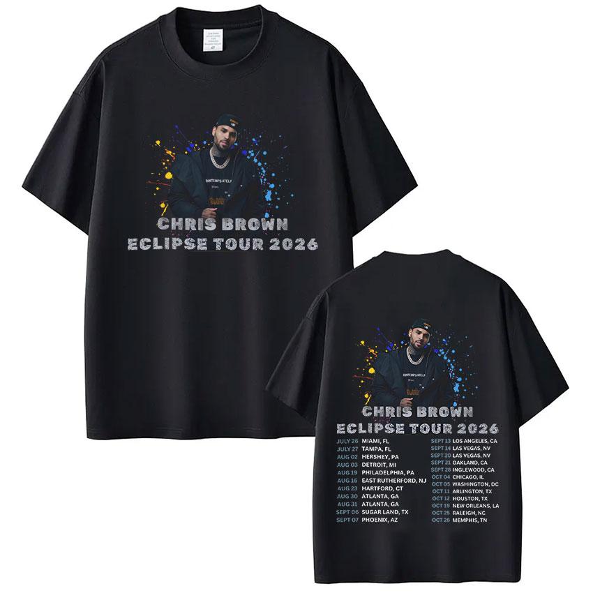 

Rapper Chris Brown Eclipse Tour 2026 Concert Merch T-shirt Fan Gifts Men s Women Fashion Hip Hop T Shirt Cotton Casual T-shirts 5XL різнокольоровий