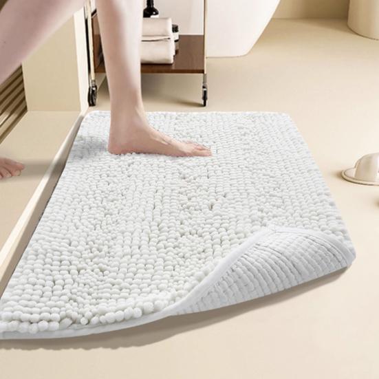 Chenille Bath Mat Soft Short Plush Water Absorbent Bathroom Rug Quick Dry