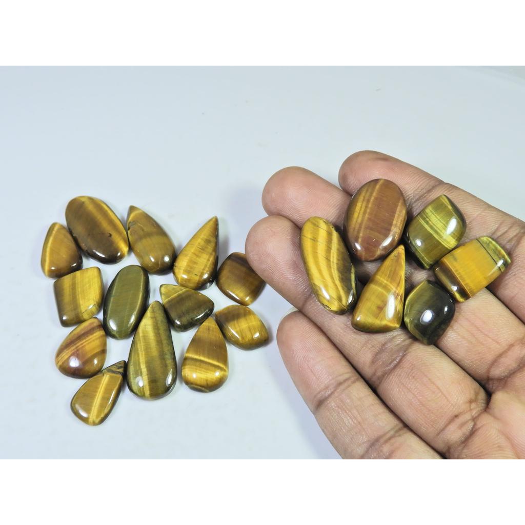 203Cts. Natural Tiger Eye Mix Cabochon Loose Gemstone 19Pcs Lot 12 -28 MM C-714