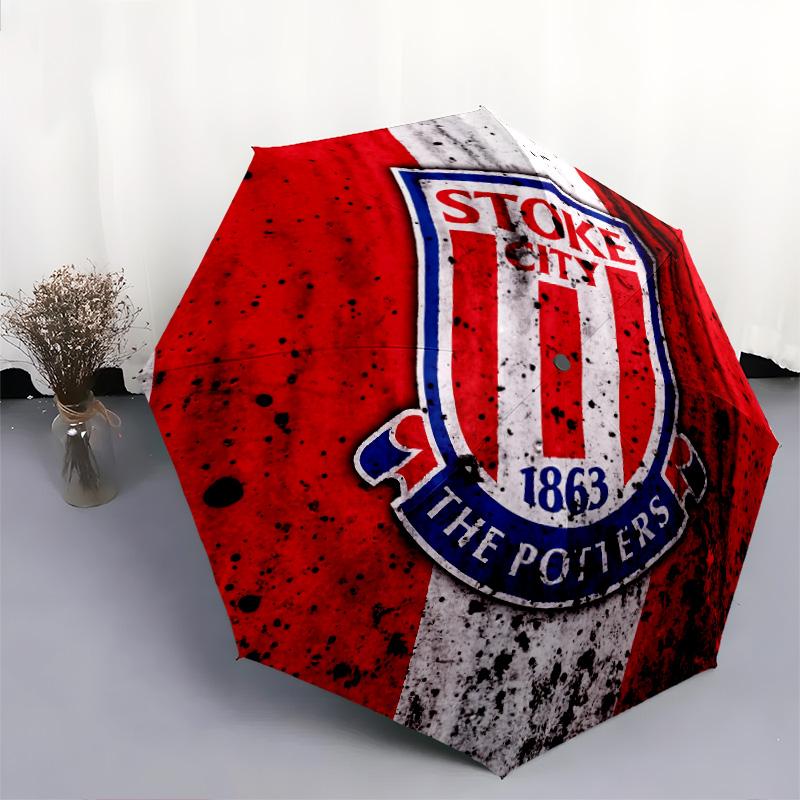Wzór Stoke City FC, automatyczny składany parasol, przenośna i składana konstrukcja, 8 żeber, prezent na Boże Narodzenie lub urodziny.