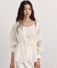 Prisy See-Through Seersucker Striped Shirt Ivory
