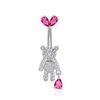 Pink  Pendant Belly Button Ring For Women Stainless Steel Navel Piercing Jewelry Rabbit Heart Bear Butterfly Belly Ring