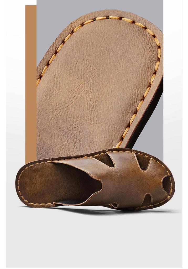 2026 Men's Casual Soft Sole Non-slip Leather Beach Slippers