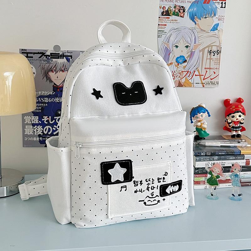 New college style polka dot schoolbag female student large capacity backpack casual Japanese fashion versatile backpack