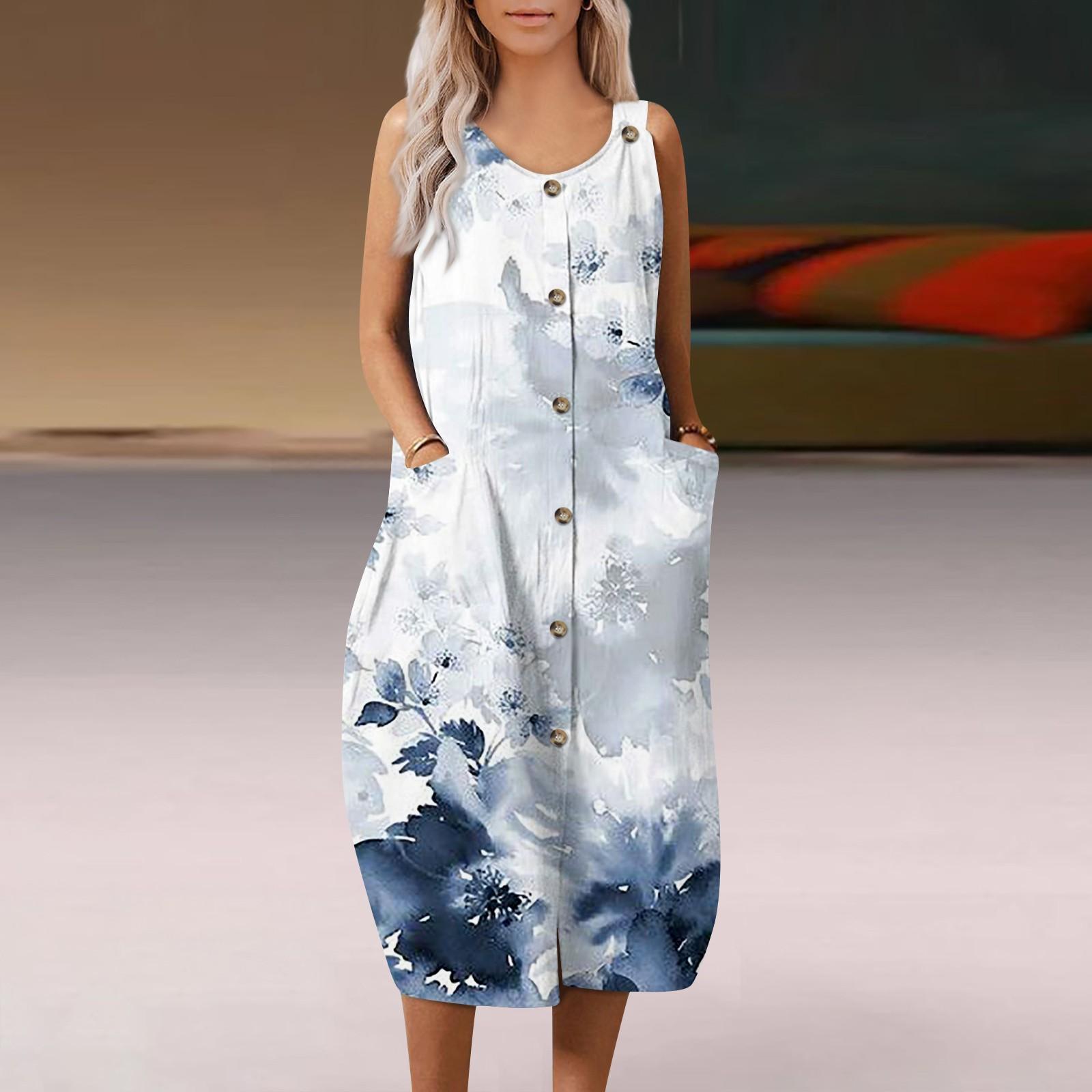 

Женское модное регулируемое платье на бретельках без рукавов с принтом S белый