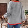 2026 European and American autumn women's striped t-shirt large size top casual sweater