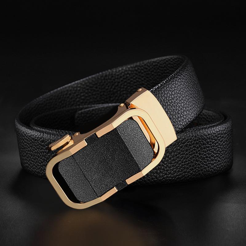 First Layer Cowhide Automatic Buckle for Men's New Belt Casual Business Simple and Versatile Middle Aged and Young Trousers Belt for Men