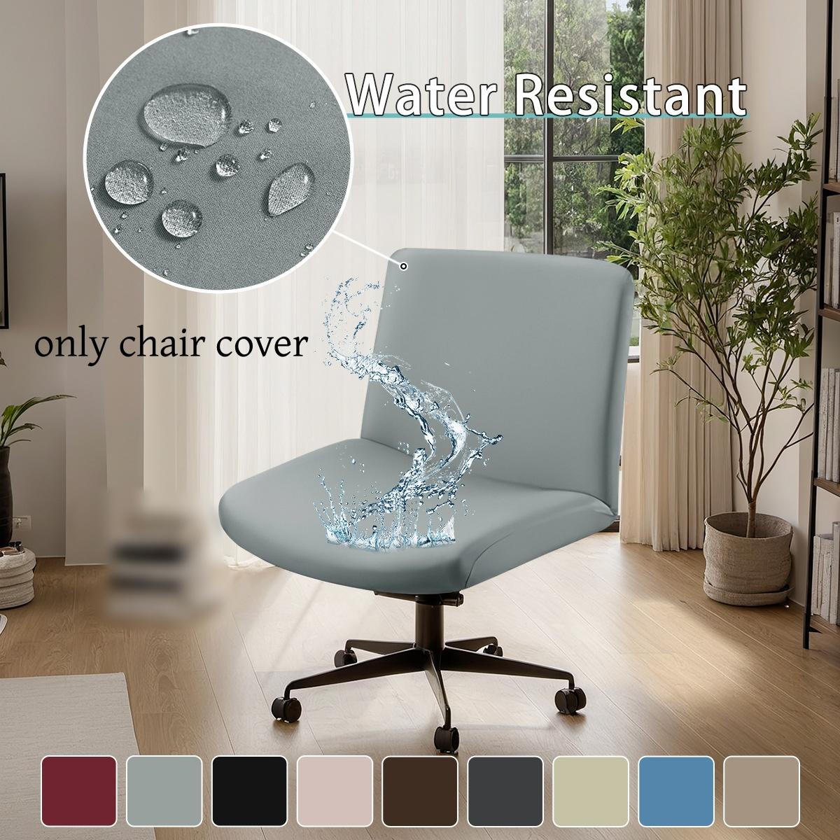 

1PC Armless Chair Cover Criss Cross Legged Office Desk Chair Slipcover Solid Color Mid-Back Accent Wide Seat Computer Chair Cove світло-сірого кольору