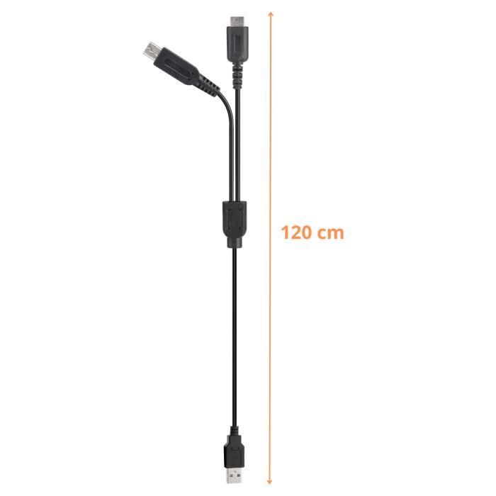 Compatible Nintendo 3DS Cable - Phonillico - Set of 2 - Length 1.2m - USB - Black